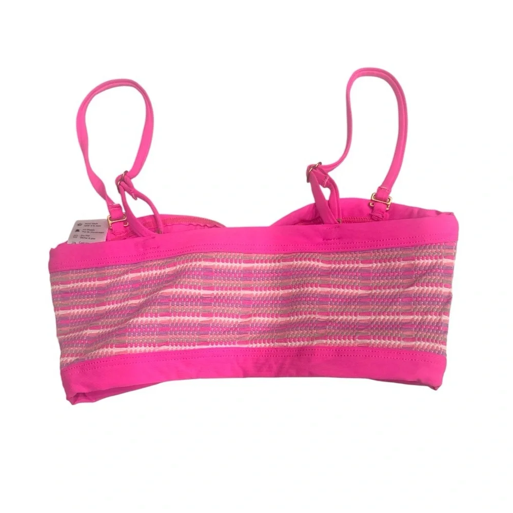 L*Space Maya Bikini Top Pink Ribbed Oval Ring Adjustable Straps Size S NWT 💕